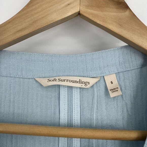 Soft Surroundings Tunic Top Size Small Womens Blue Talia Button Up Blouse Gauze - Picture 4 of 8